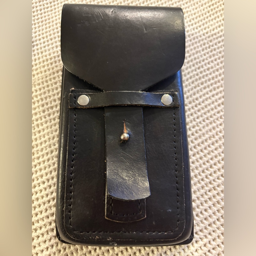 HANDMADE cowhide Black Leather cell phone case.  Easily slides on belt. Unused.